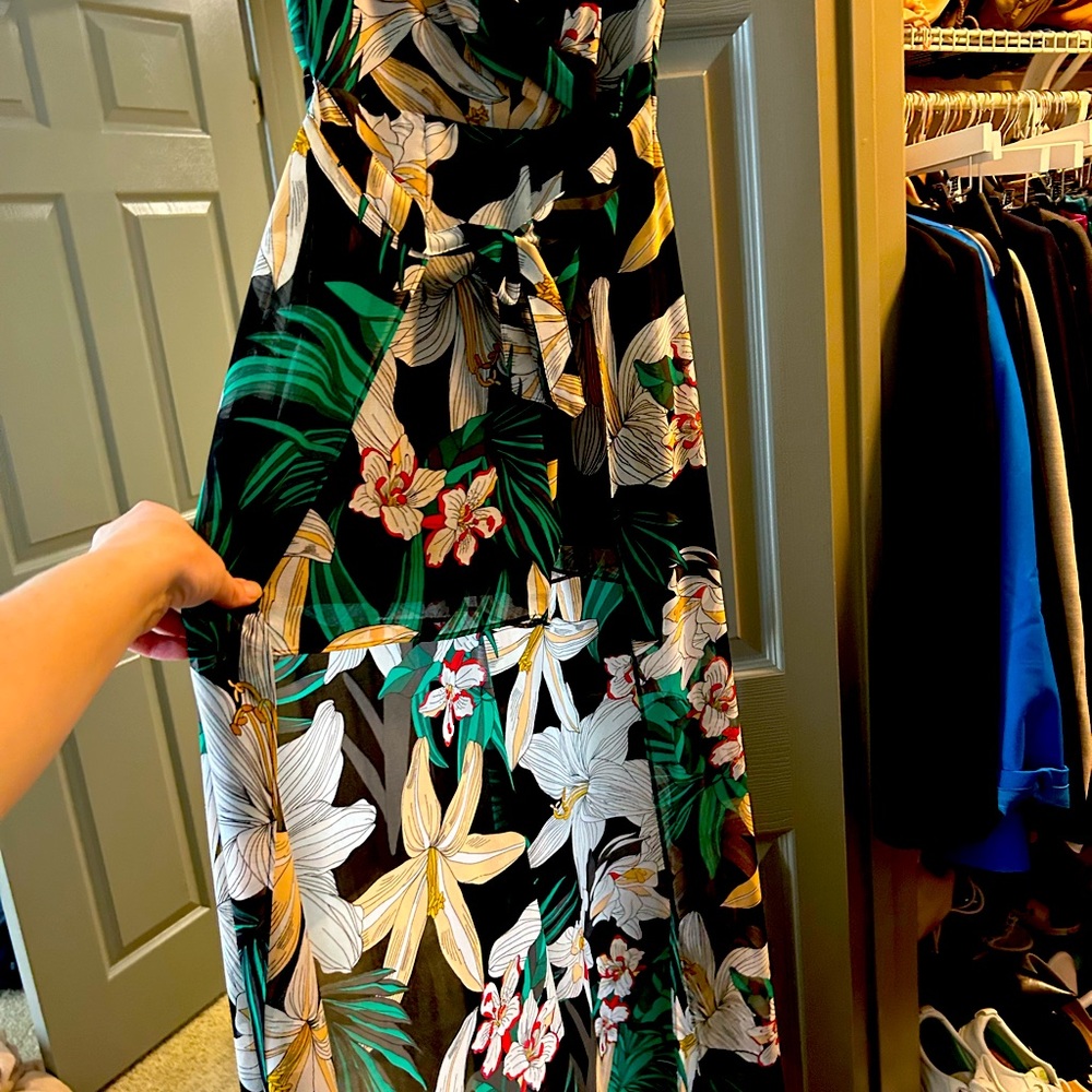 Floral romper with floor length skirt